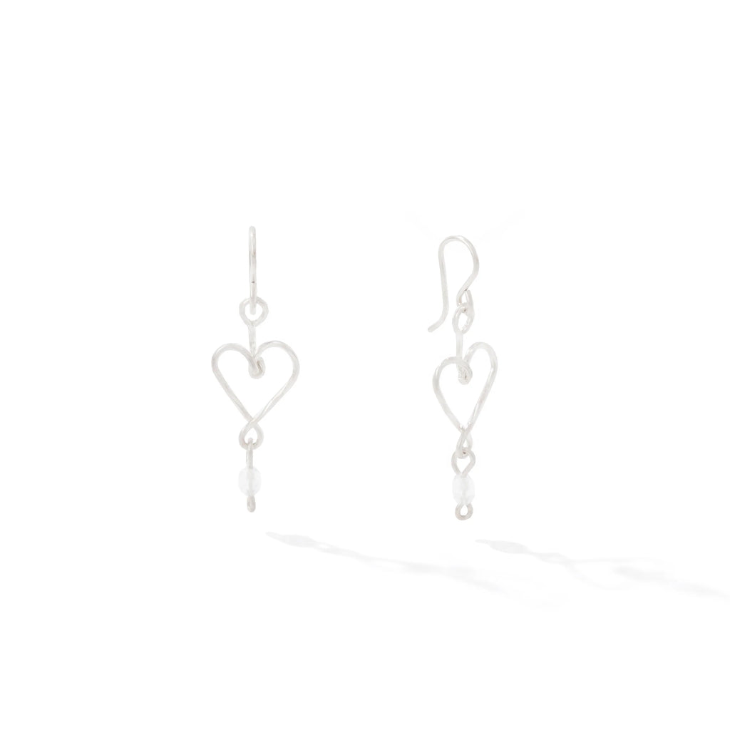 Ronaldo Jewelry Hold My Heart Earrings in Sterling Silver with the White Topaz Stones