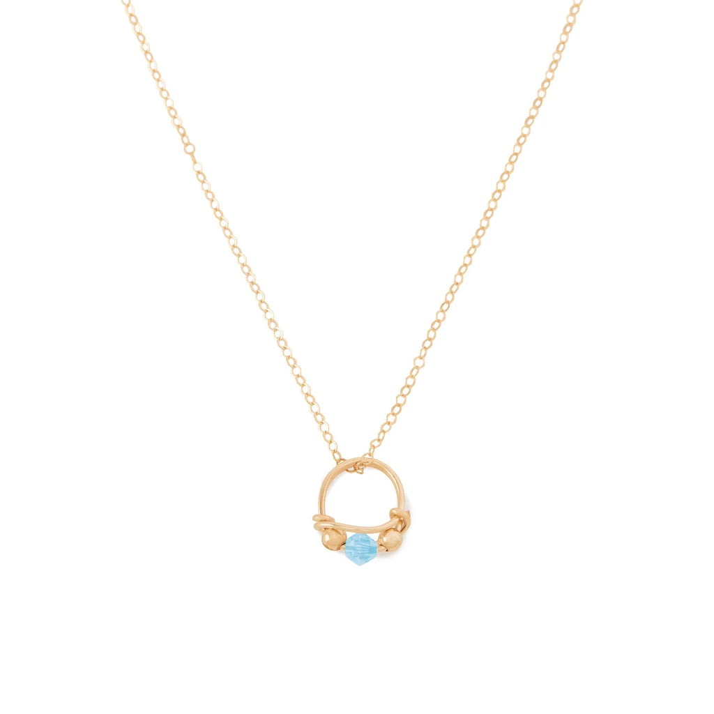 Ronaldo Jewelry Mother's Charms in 14K Gold Artist Wire with the Blue Zircon Stone