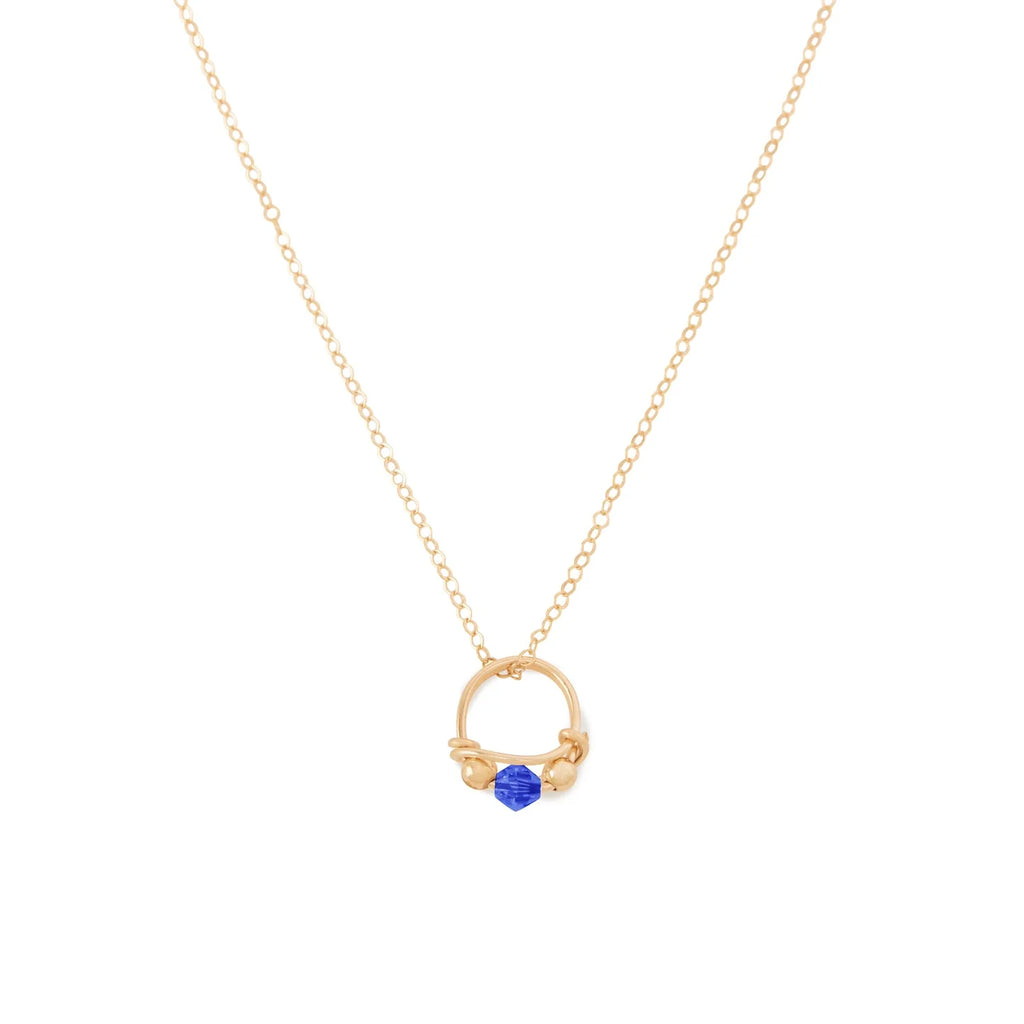 Ronaldo Jewelry Mother's Charms in 14K Gold Artist Wire with the Sapphire Stone