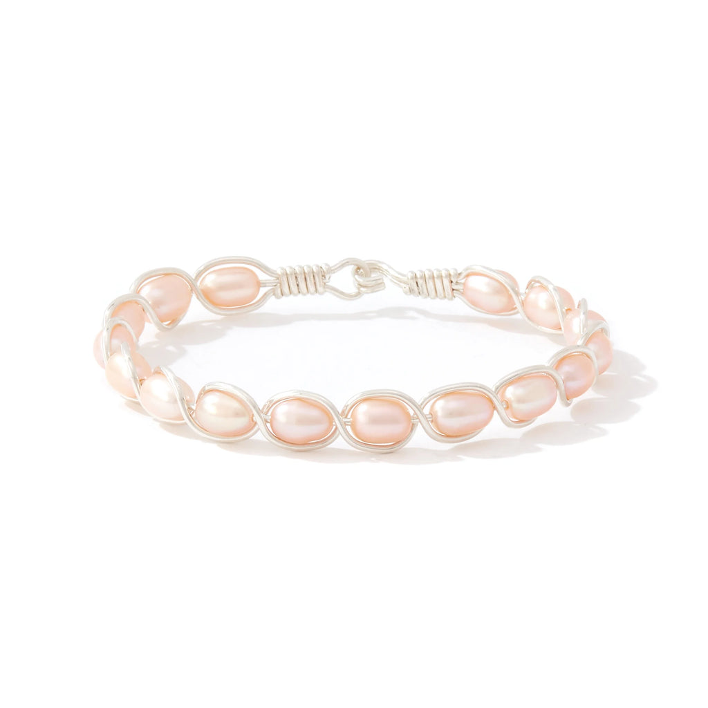 Ronaldo Jewelry Natural Charm Bracelet in Sterling Silver with Pink Pearls