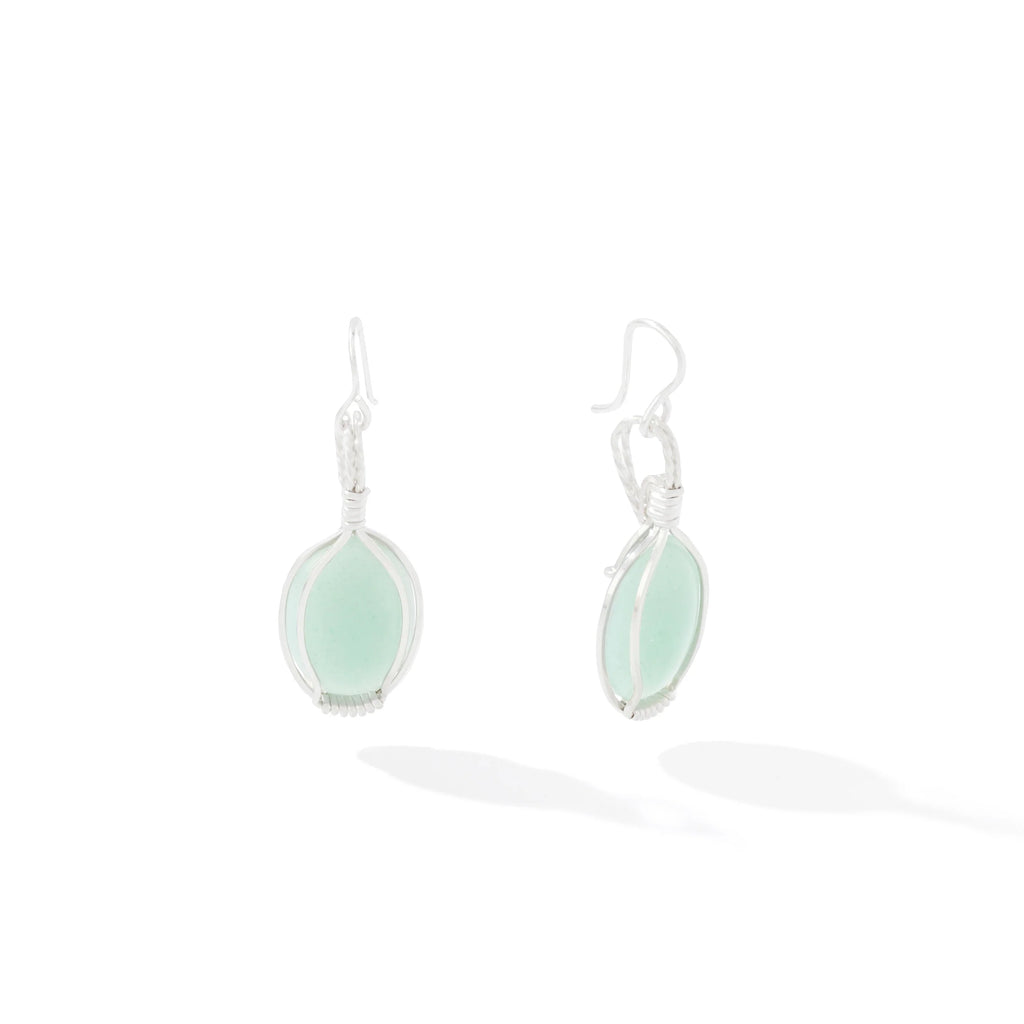 Ronaldo Jewelry Semi-Precious Cabochon Earrings in Sterling Silver with the Aventurine Stones