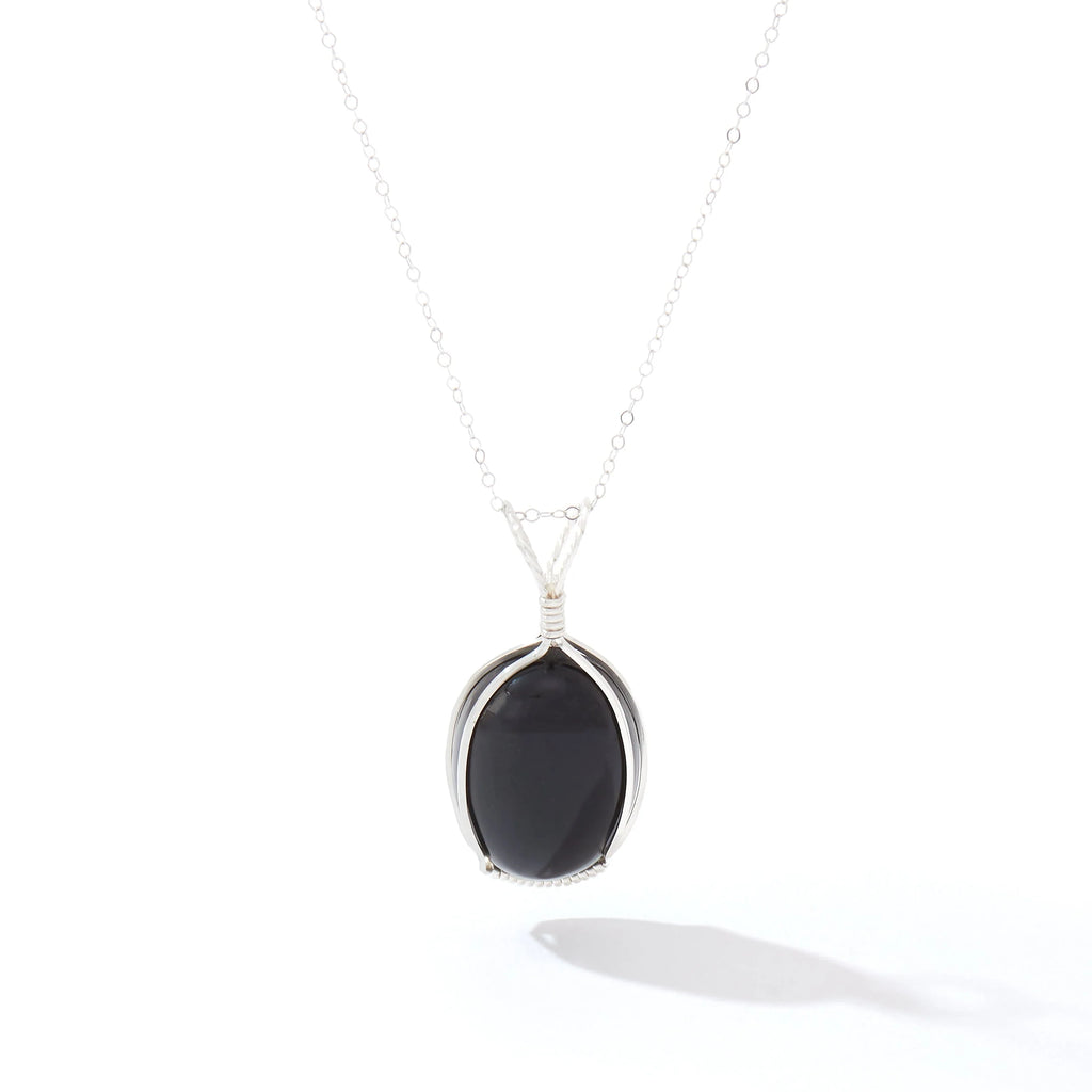 Ronaldo Jewelry Semi-Precious Cabochon Pendant Sterling Silver with the Black Onyx Stone