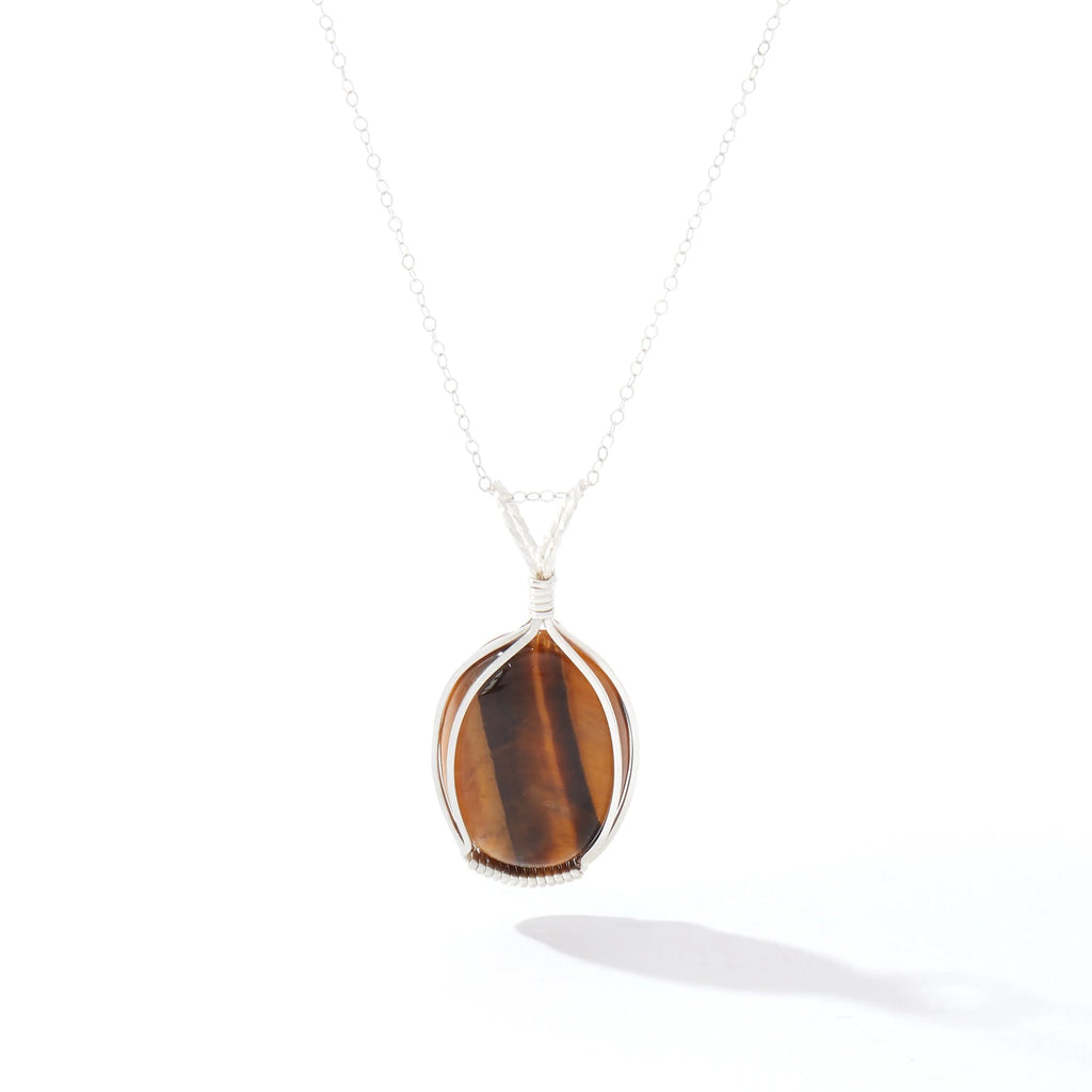 Ronaldo Jewelry Semi-Precious Cabochon Pendant Sterling Silver with the Tiger Eye Stone