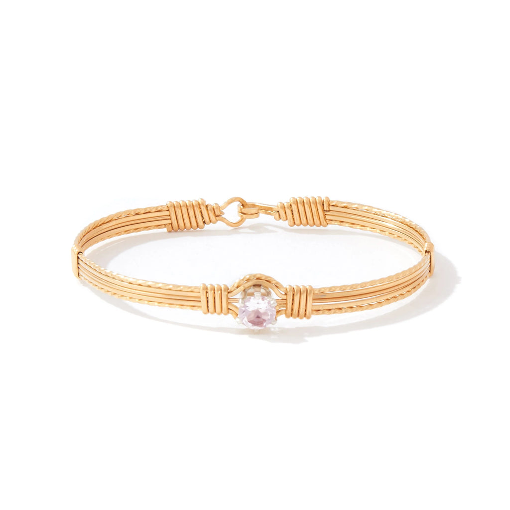 Ronaldo Jewelry Shining Star Bracelet in 14K Gold Artist Wire with the Pink CZ Stone