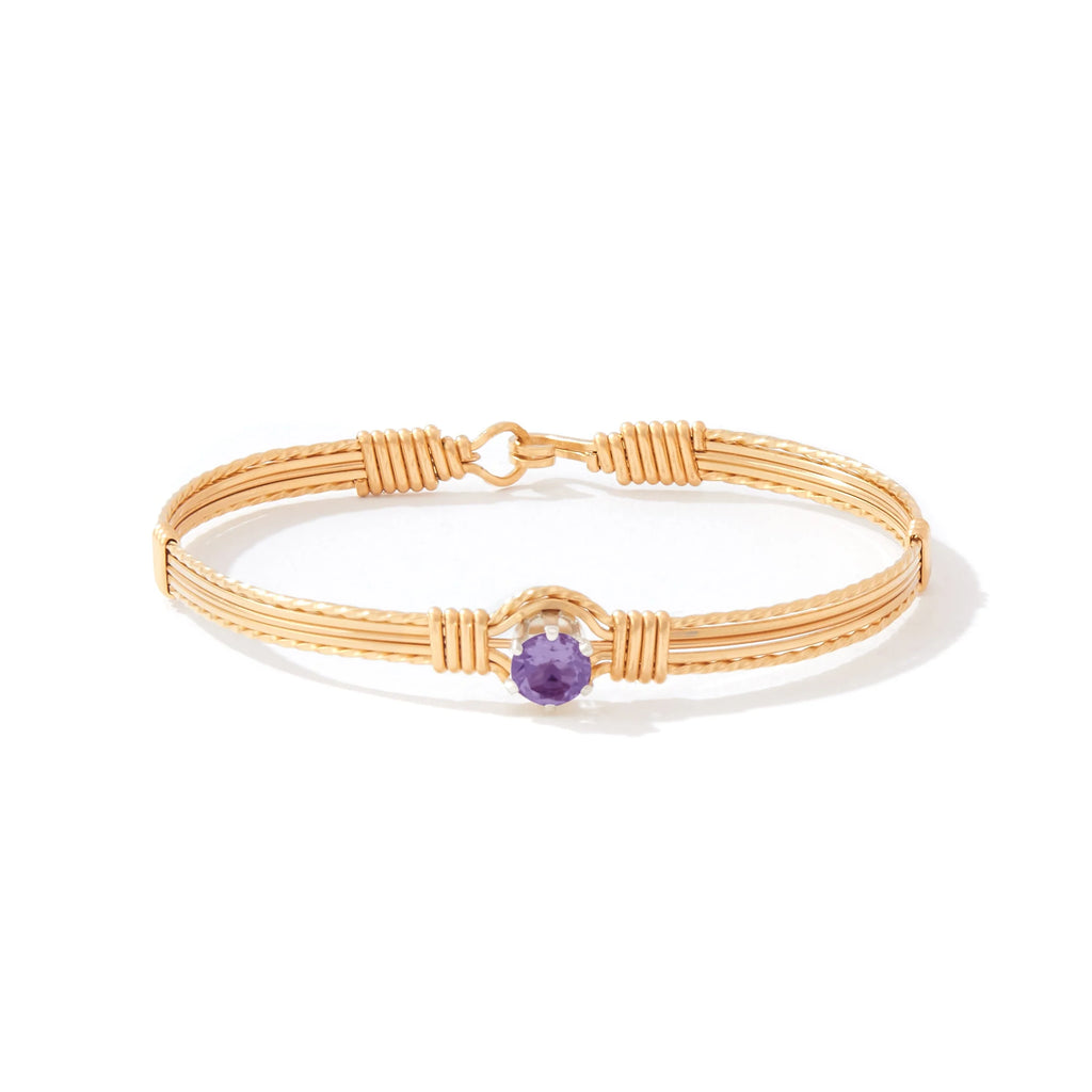 Ronaldo Jewelry Shining Star Bracelet in 14K Gold Artist Wire with the Amethyst Stone