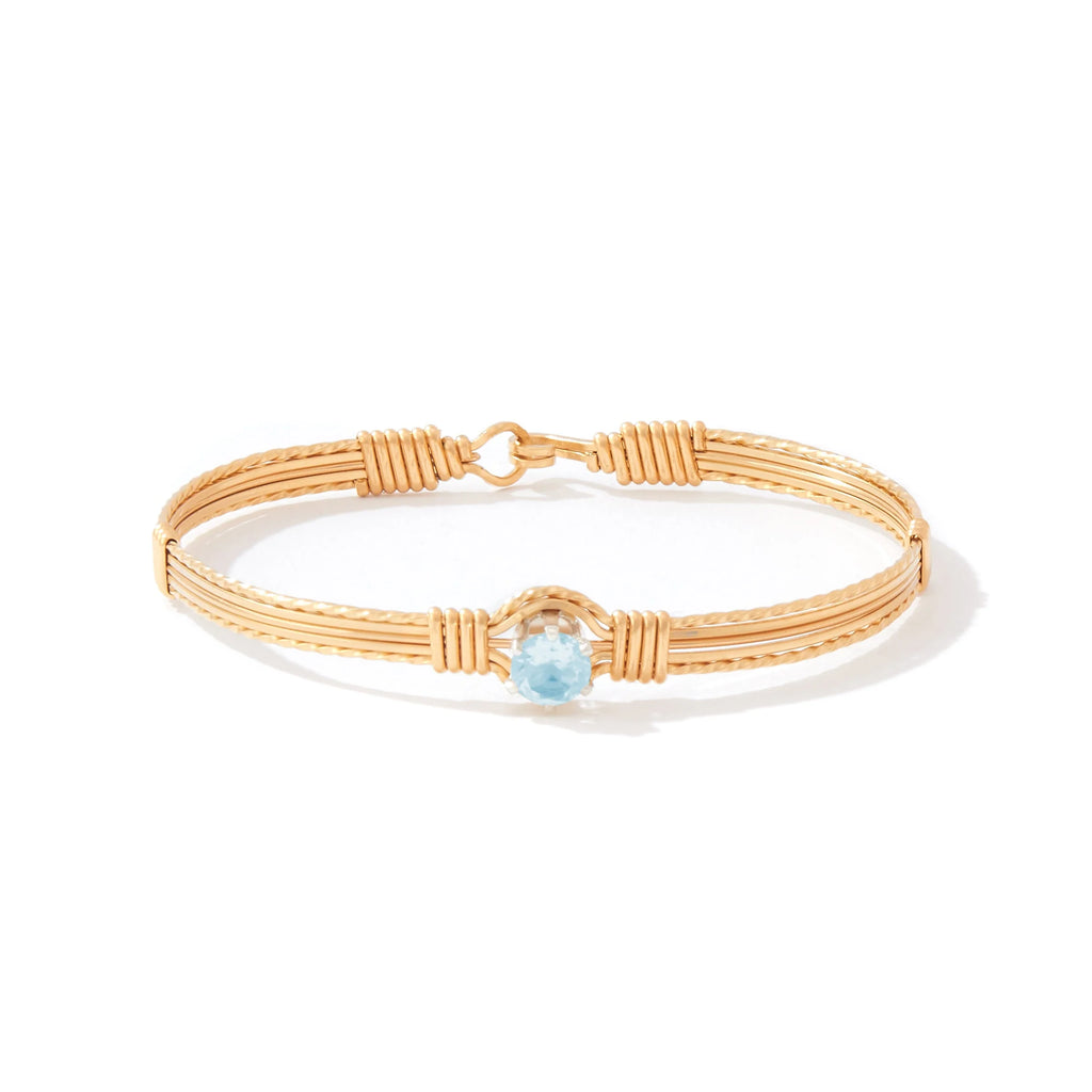 Ronaldo Jewelry Shining Star Bracelet in 14K Gold Artist Wire with the Sky Blue Topaz Stone