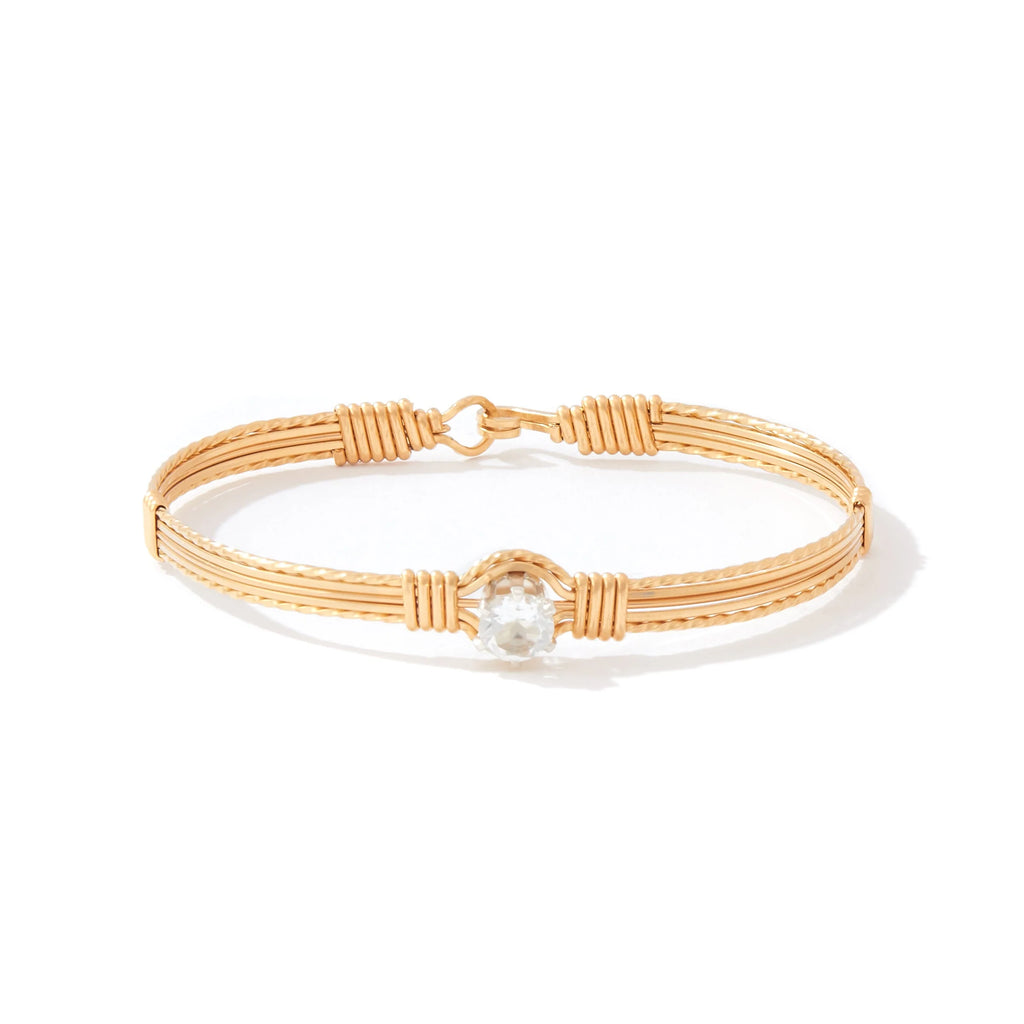 Ronaldo Jewelry Shining Star Bracelet in 14K Gold Artist Wire with the White Topaz Stone