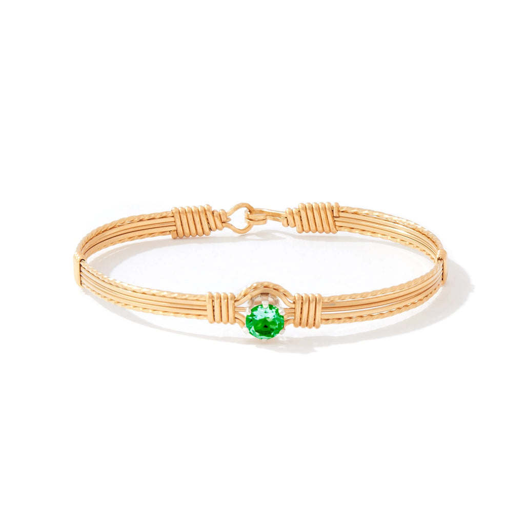 Ronaldo Jewelry Shining Star Bracelet in 14K Gold Artist Wire with the Emerald Stone