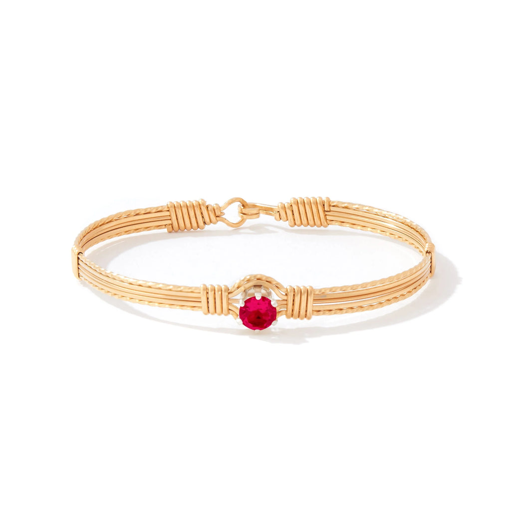 Ronaldo Jewelry Shining Star Bracelet in 14K Gold Artist Wire with the Ruby Stone