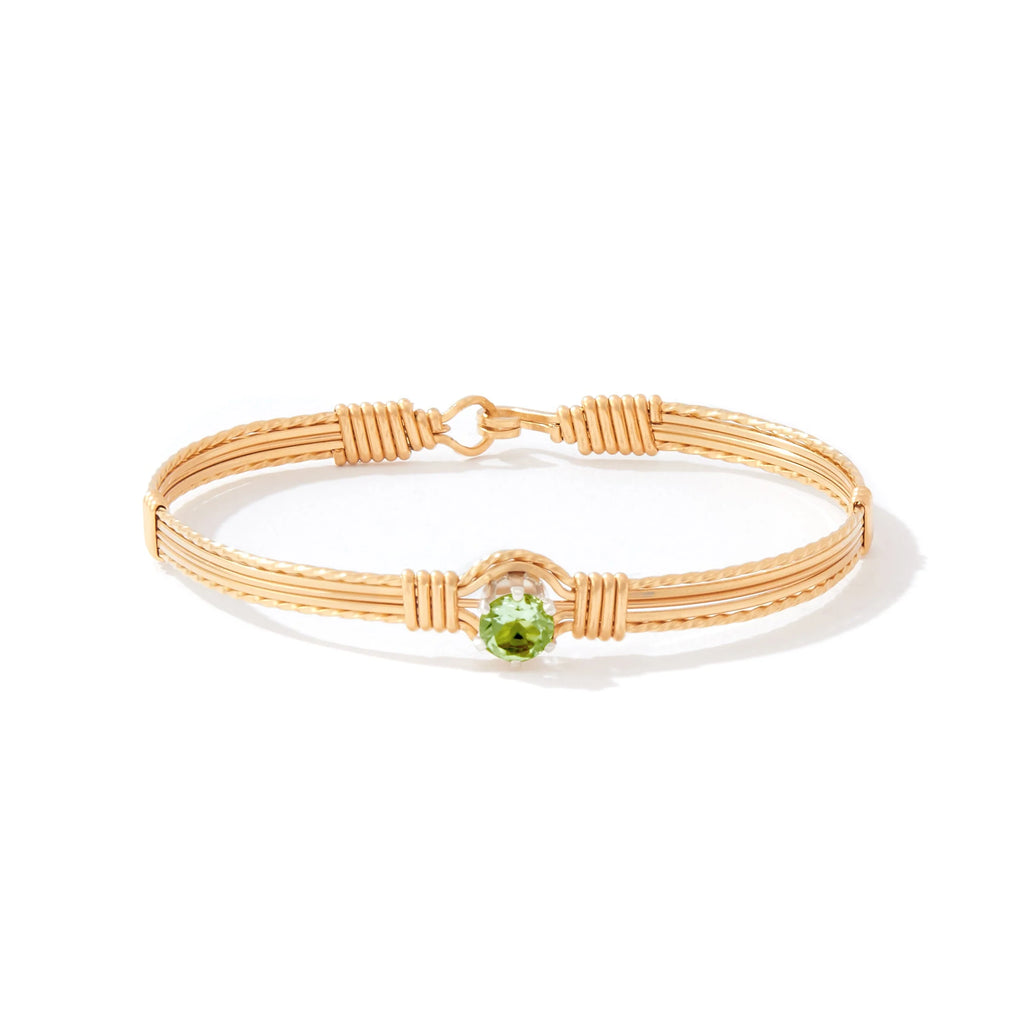 Ronaldo Jewelry Shining Star Bracelet in 14K Gold Artist Wire with the Peridot Stone