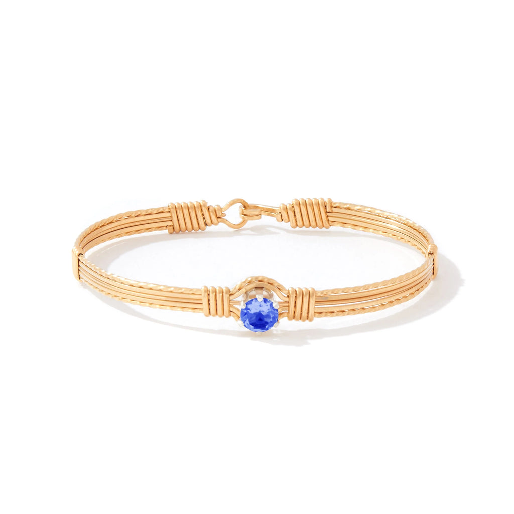 Ronaldo Jewelry Shining Star Bracelet in 14K Gold Artist Wire with the Sapphire Stone