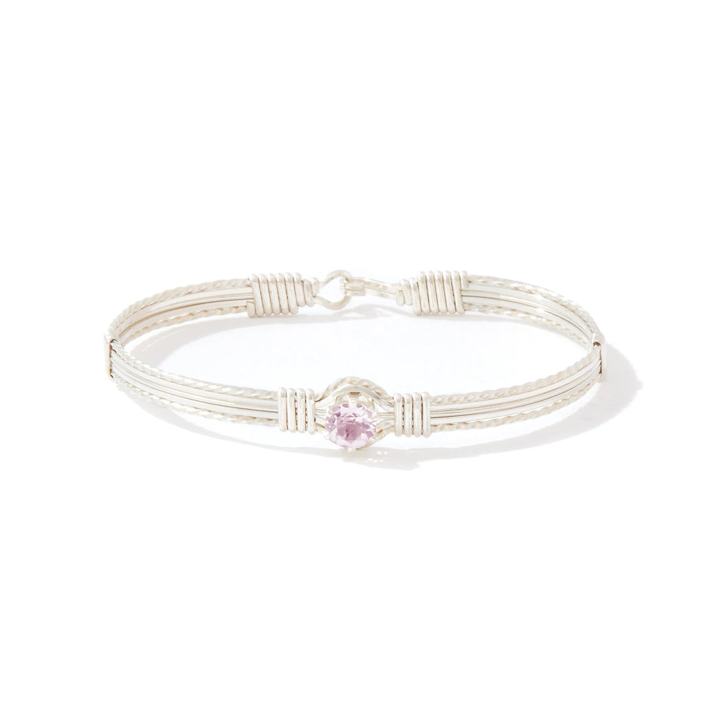 Ronaldo Jewelry Shining Star Bracelet in Sterling Silver with the Pink CZ Stone