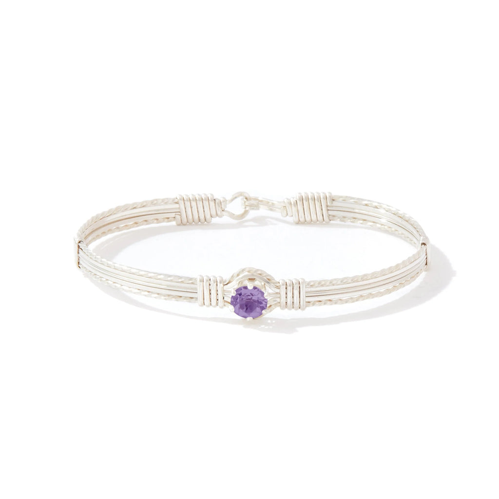 Ronaldo Jewelry Shining Star Bracelet in Sterling Silver with the Amethyst Stone