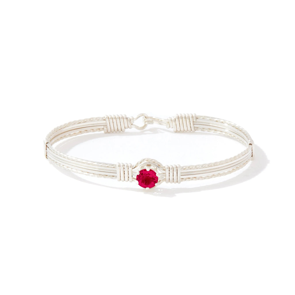 Ronaldo Jewelry Shining Star Bracelet in Sterling Silver with the Ruby Stone