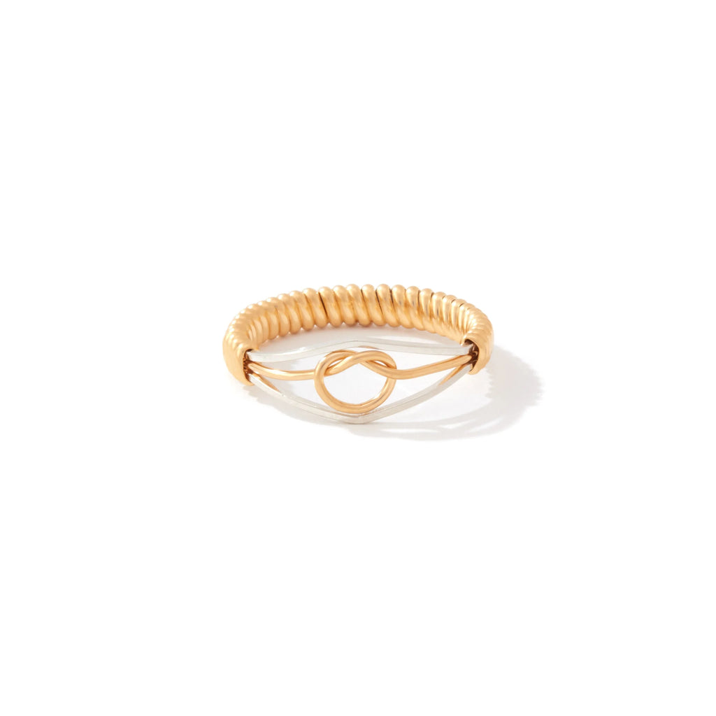 Ronaldo Jewelry Stronger Together Ring in 14K Gold Artist Wire with Silver Wraps & Knot