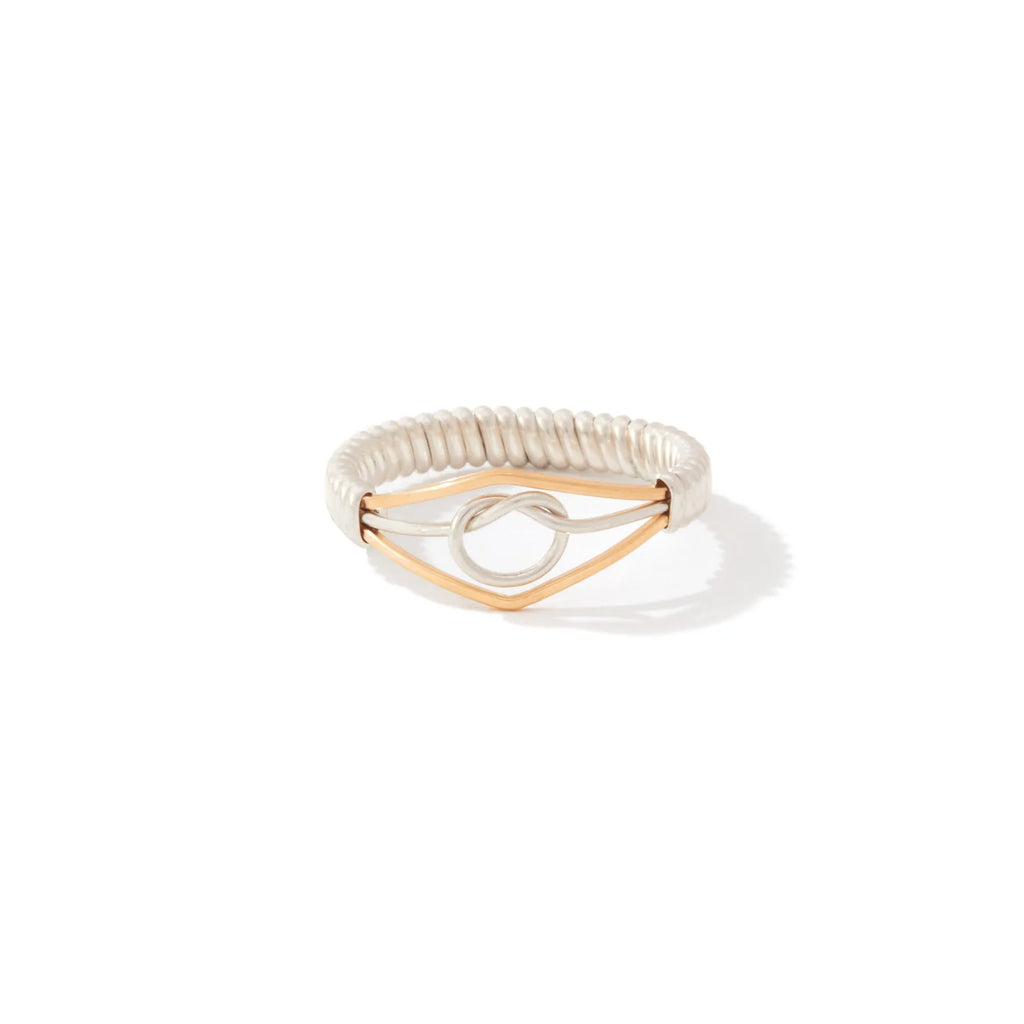 Ronaldo Jewelry Stronger Together Ring in Silver with 14K Gold Artist Wire Wraps & Knot