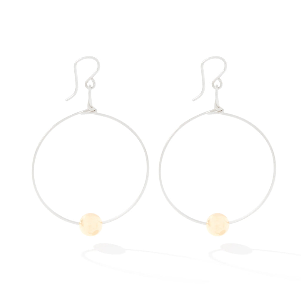 Ronaldo Jewelry You Are Chosen Hoop Earrings in Sterling Silver with Gold-Filled Beads