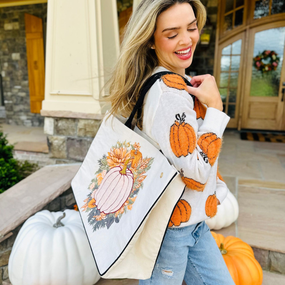 Simply Southern Pumpkin Embroidered Totes