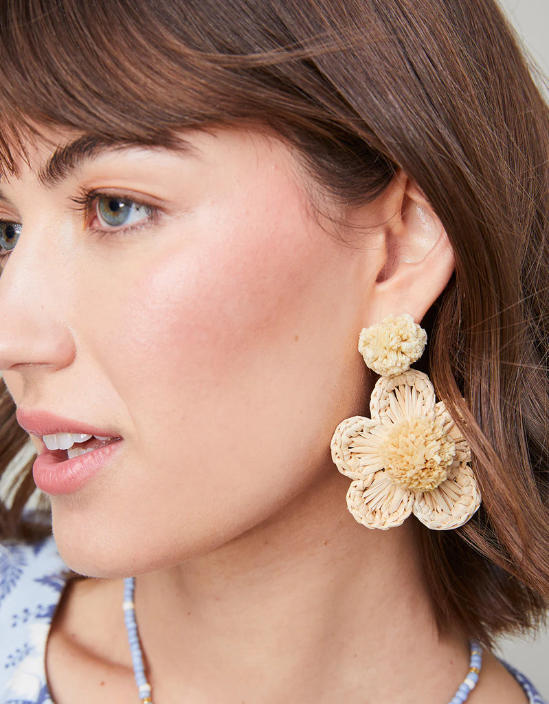 Spartina 449 Crochet Flower Earrings Natural