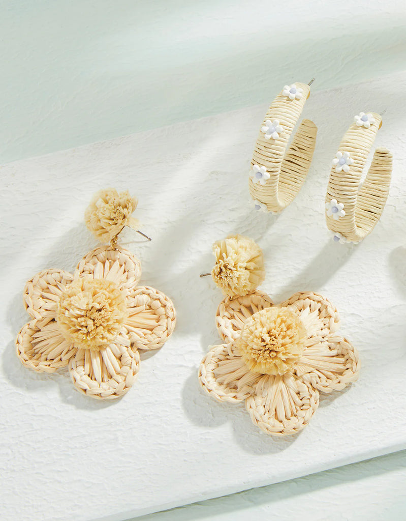 Spartina 449 Crochet Flower Earrings Natural