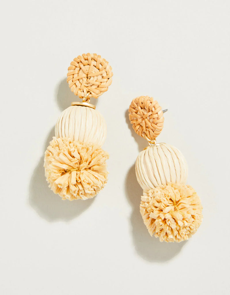 Spartina 449 Straw Pom Earrings Natural