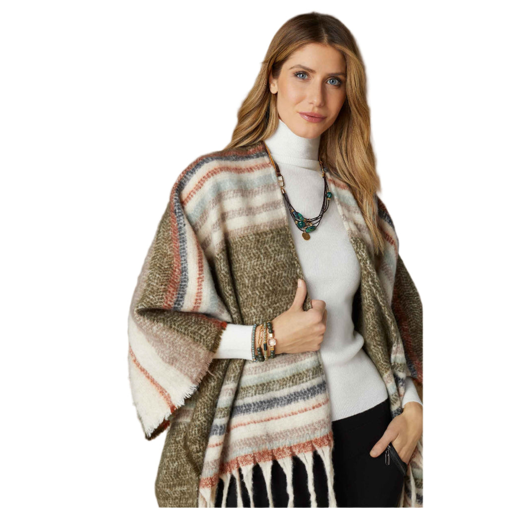 The Good Bead Lennon Supersoft Ruana in Multi Plaid