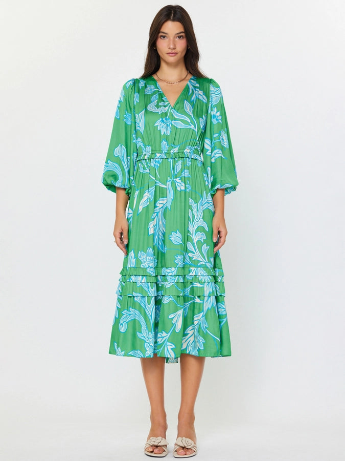 Vivienne Floral Midi Dress Green Multi / S