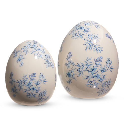 White With Blue Floral Eggs