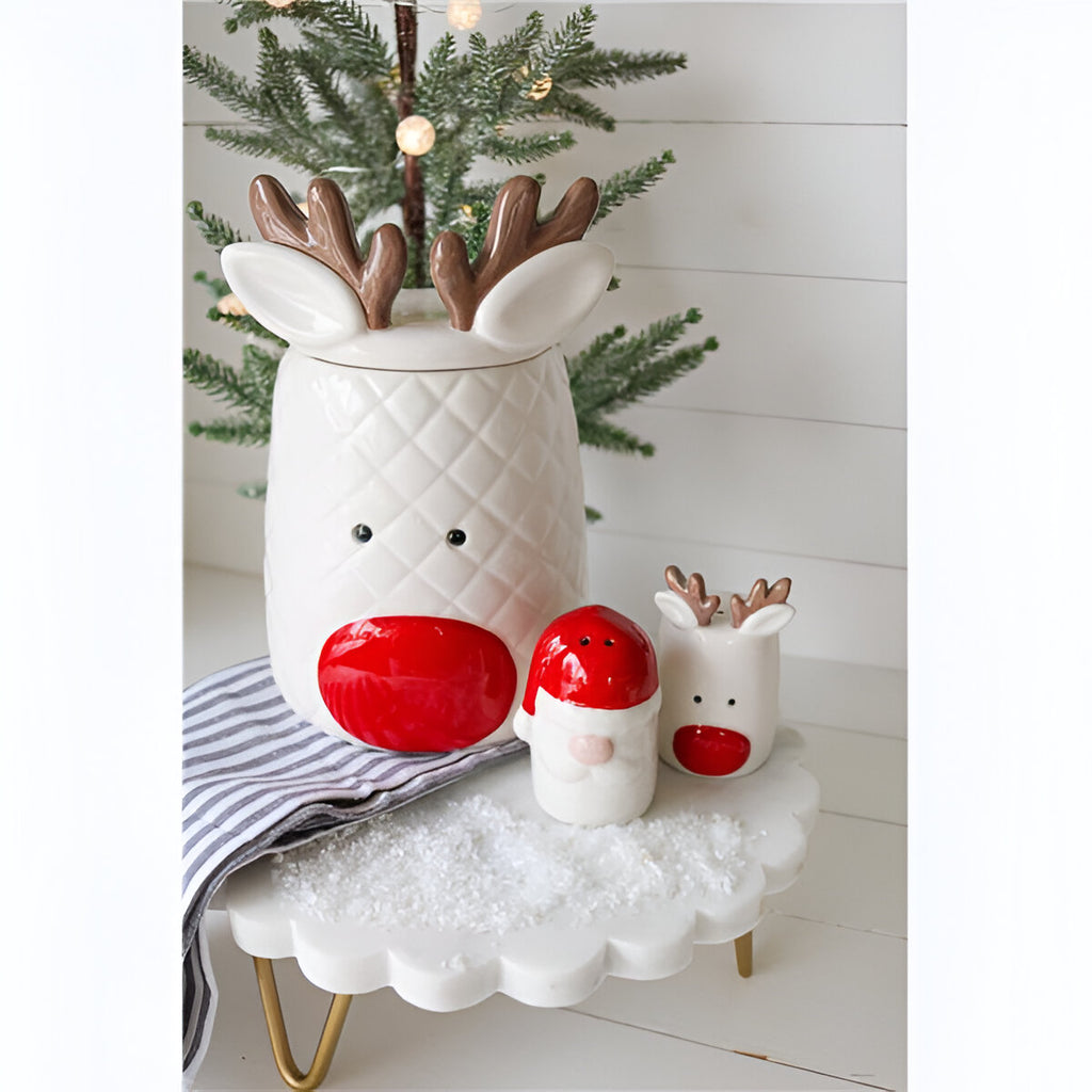 Young's Inc. Ceramic Traditional Christmas Reindeer Goodie Jar