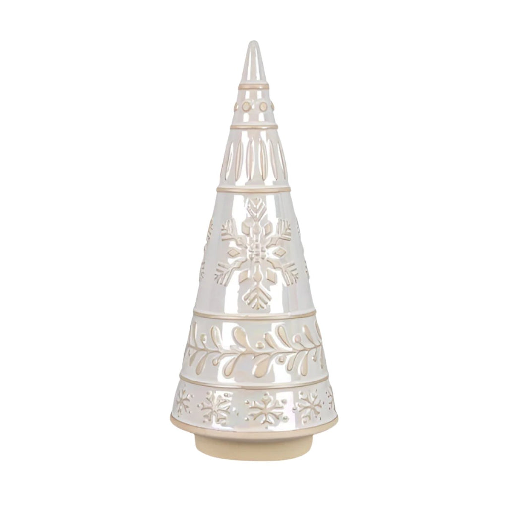 Young's Inc. Stoneware Christmas Tree Deco Pearl