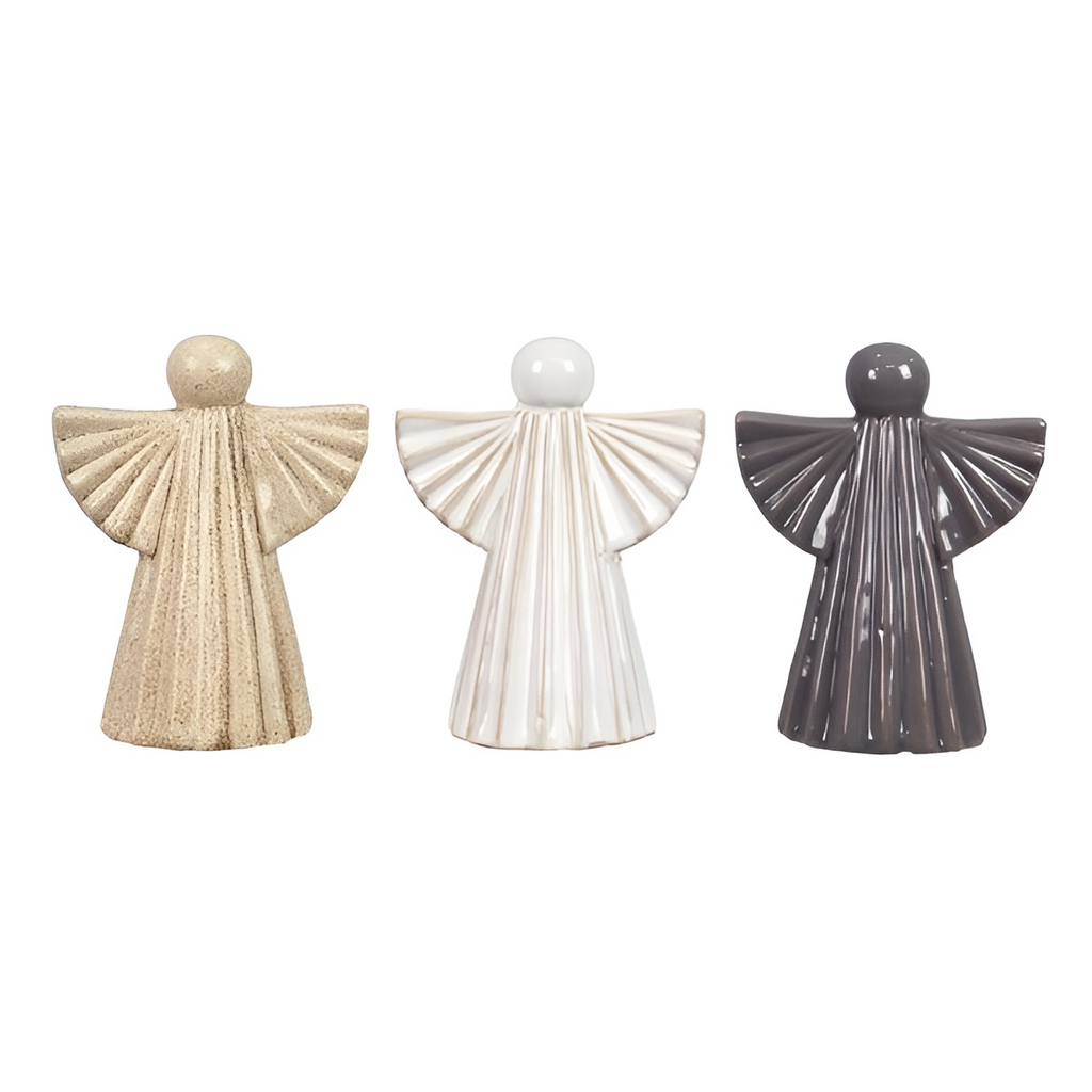 Young's Inc. 3 Assorted Stoneware Frosty Winter Angels