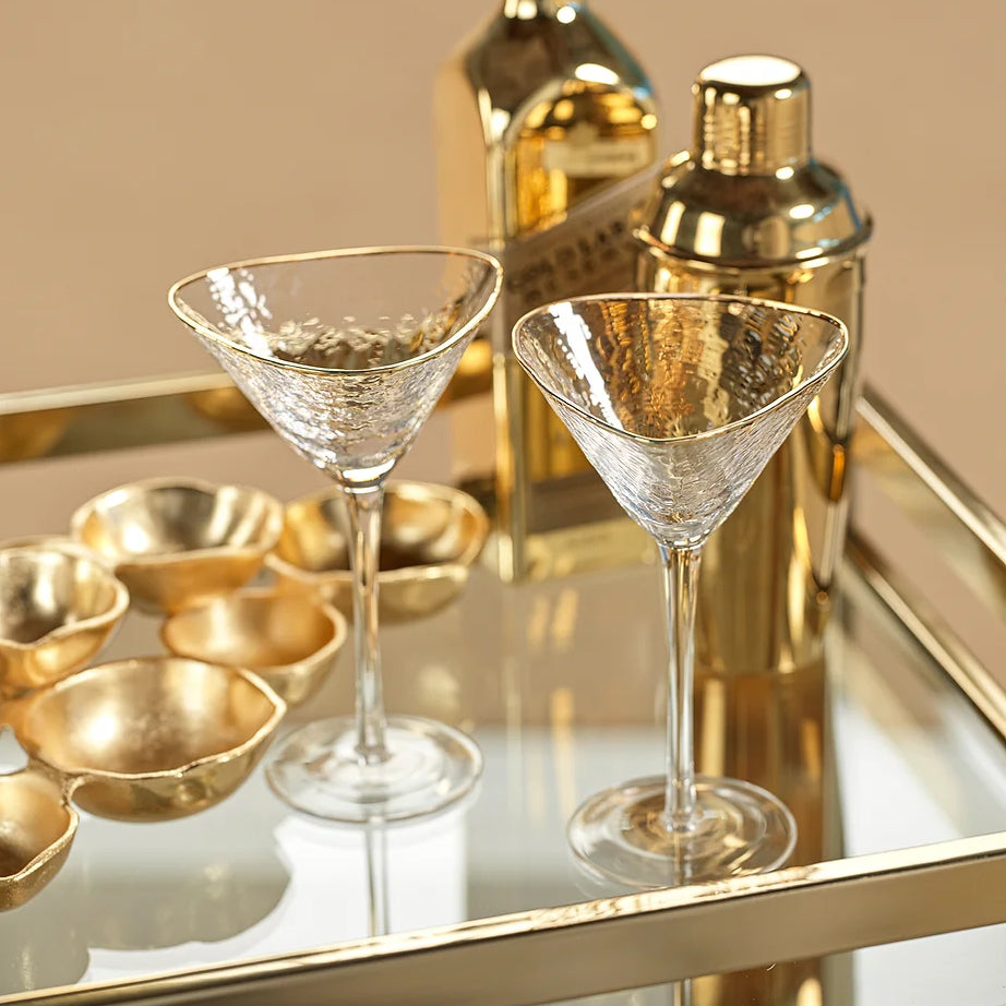 Zodax Aperitivo Triangular Martini Glass with Gold Rim