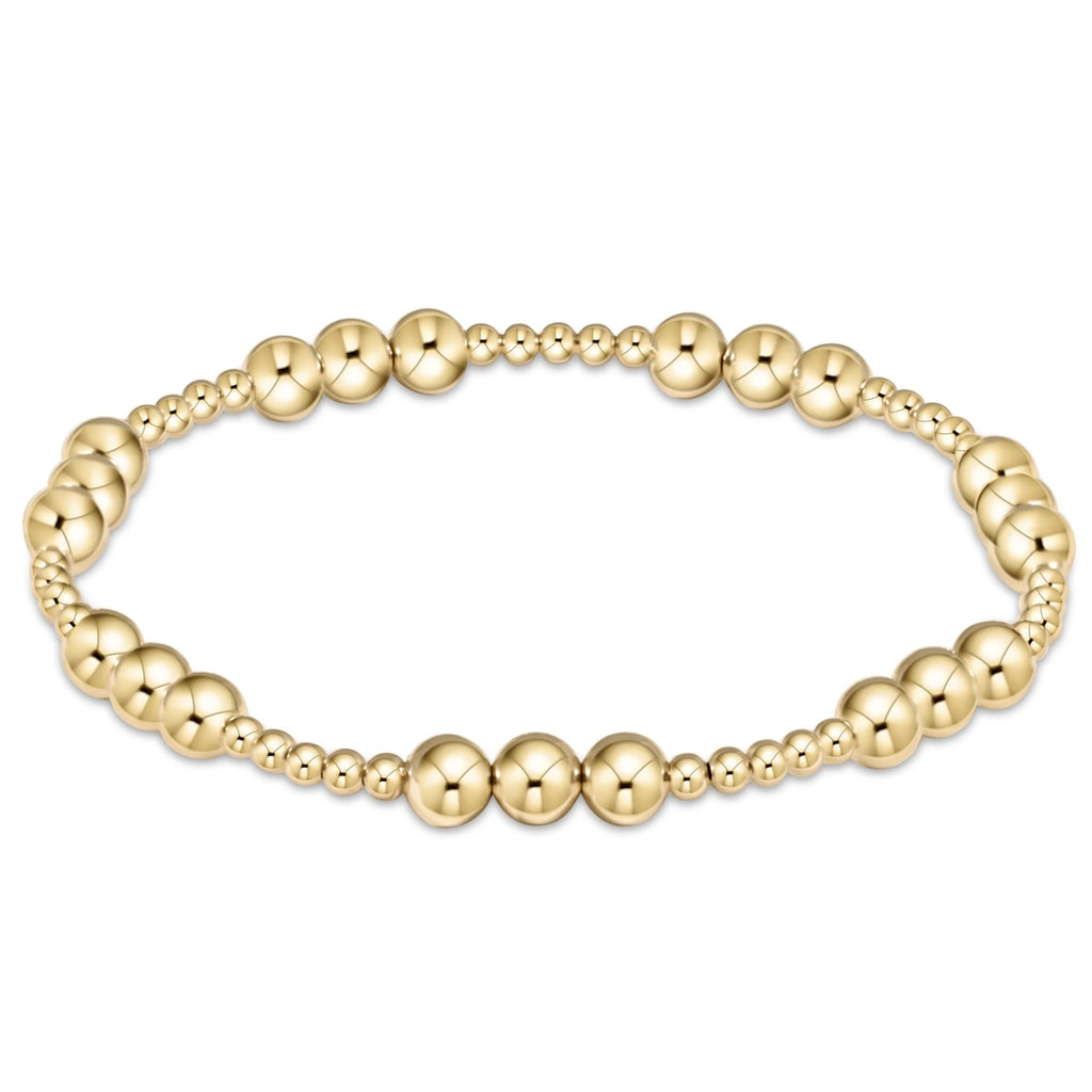 eNewton Design Classic Joy Pattern 5mm Bead Bracelet - Gold