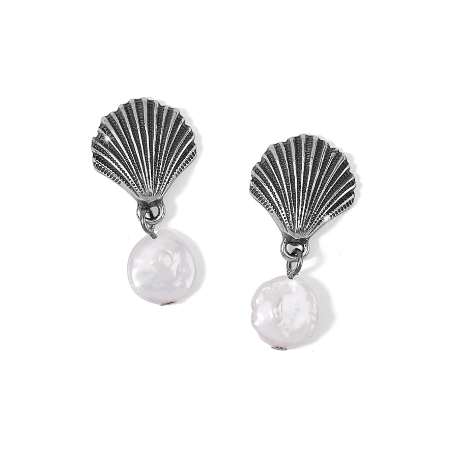 Brighton Silver Shells Pearl Drop Earrings