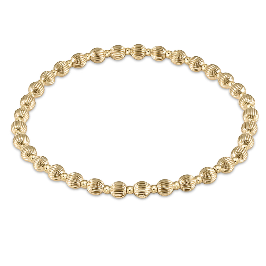 eNewton Design Dignity Grateful Pattern 4mm Bead Bracelet - Gold