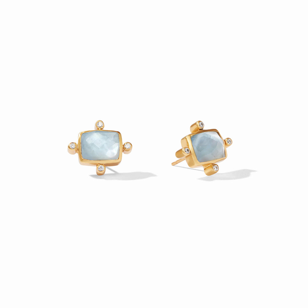 Julie Vos Clara Stud in Iridescent Chalcedony Blue