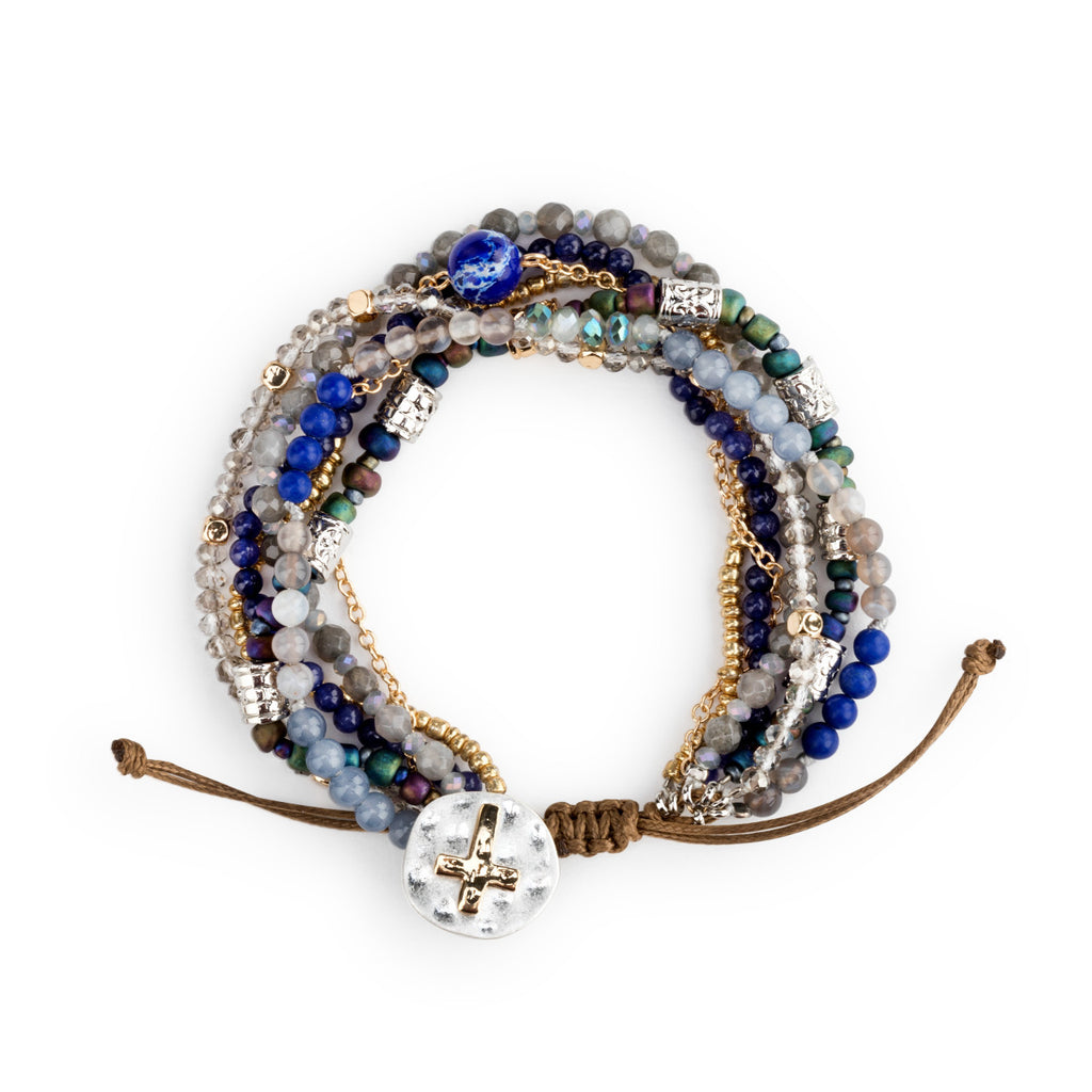 Demdaco Beaded Prayer Bracelet - Indigo - Jewelry