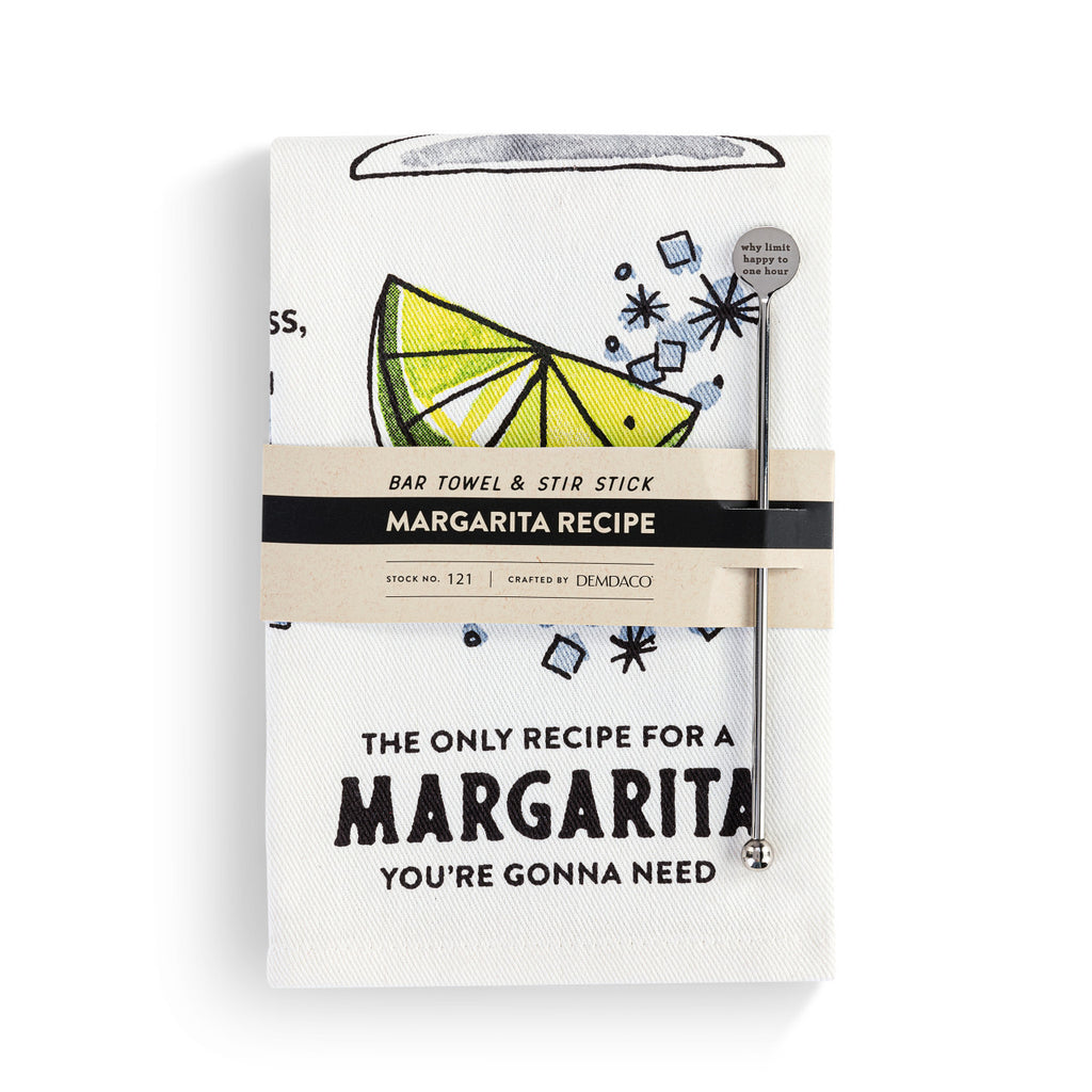 Demdaco Margarita Bar Towel & Stir Stick Set