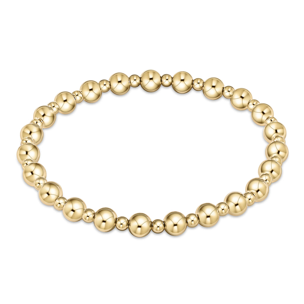 eNewton Design Classic Grateful Pattern 5mm Bead Bracelet - Gold