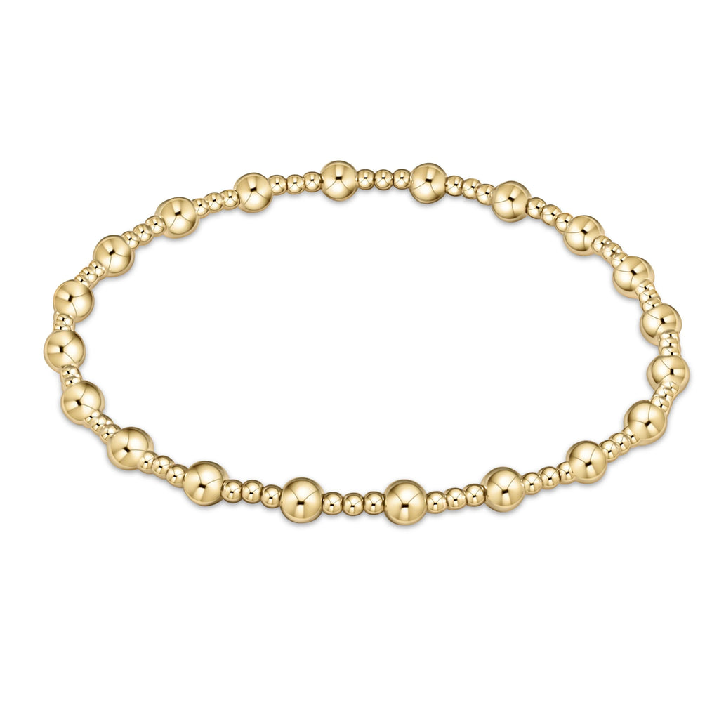eNewton Design Classic Sincerity Pattern 4mm Bead Bracelet - Gold