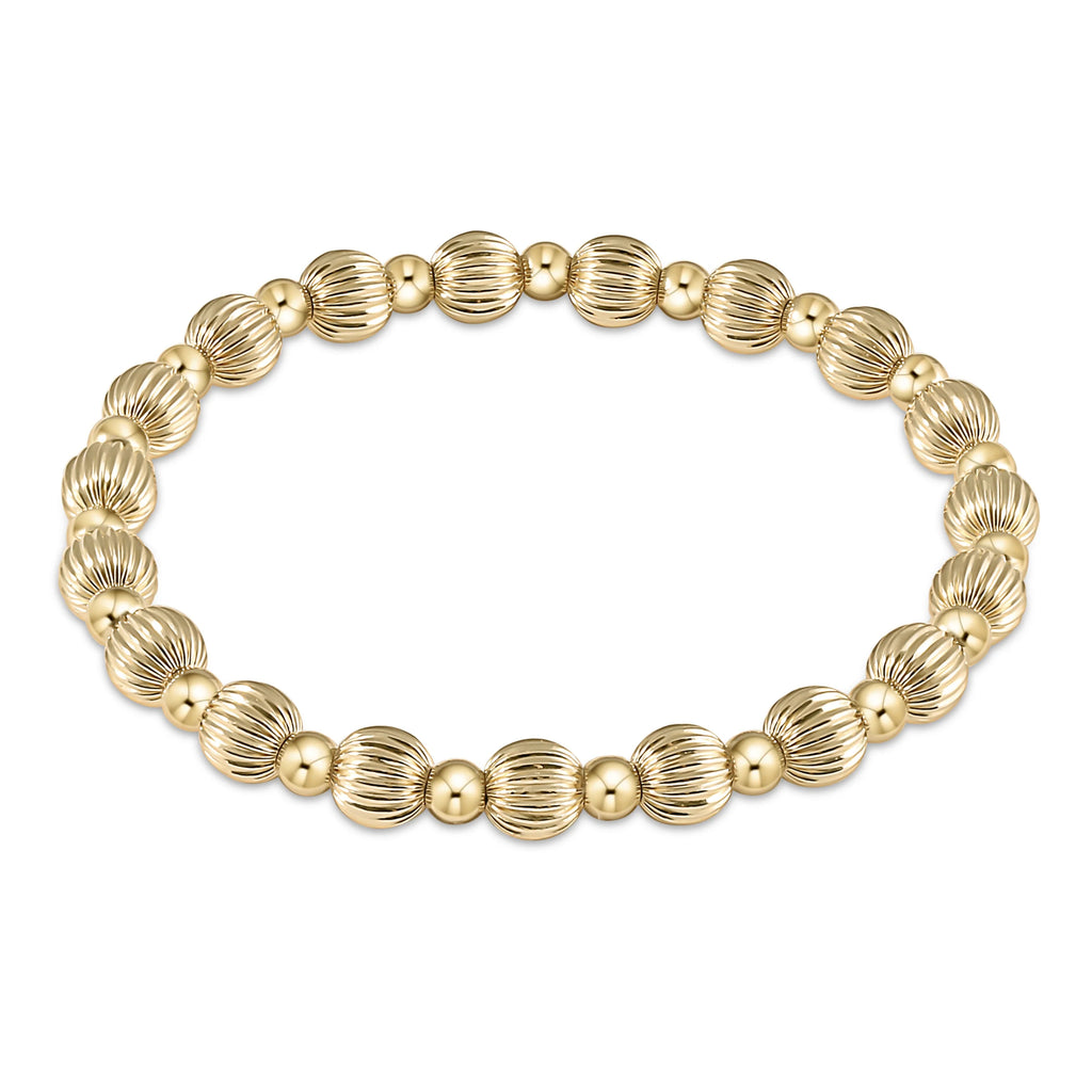 eNewton Design Dignity Grateful Pattern 6mm Bead Bracelet - Gold