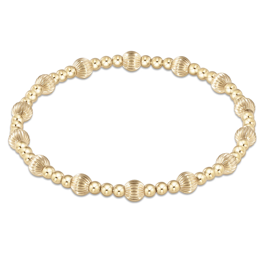 eNewton Design Dignity Sincerity Pattern 5mm Bead Bracelet - Gold