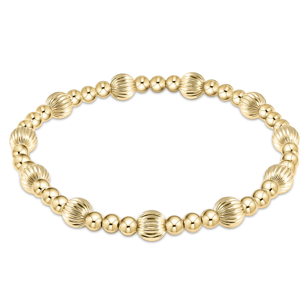 eNewton Design Dignity Sincerity Pattern 6mm Bead Bracelet - Gold