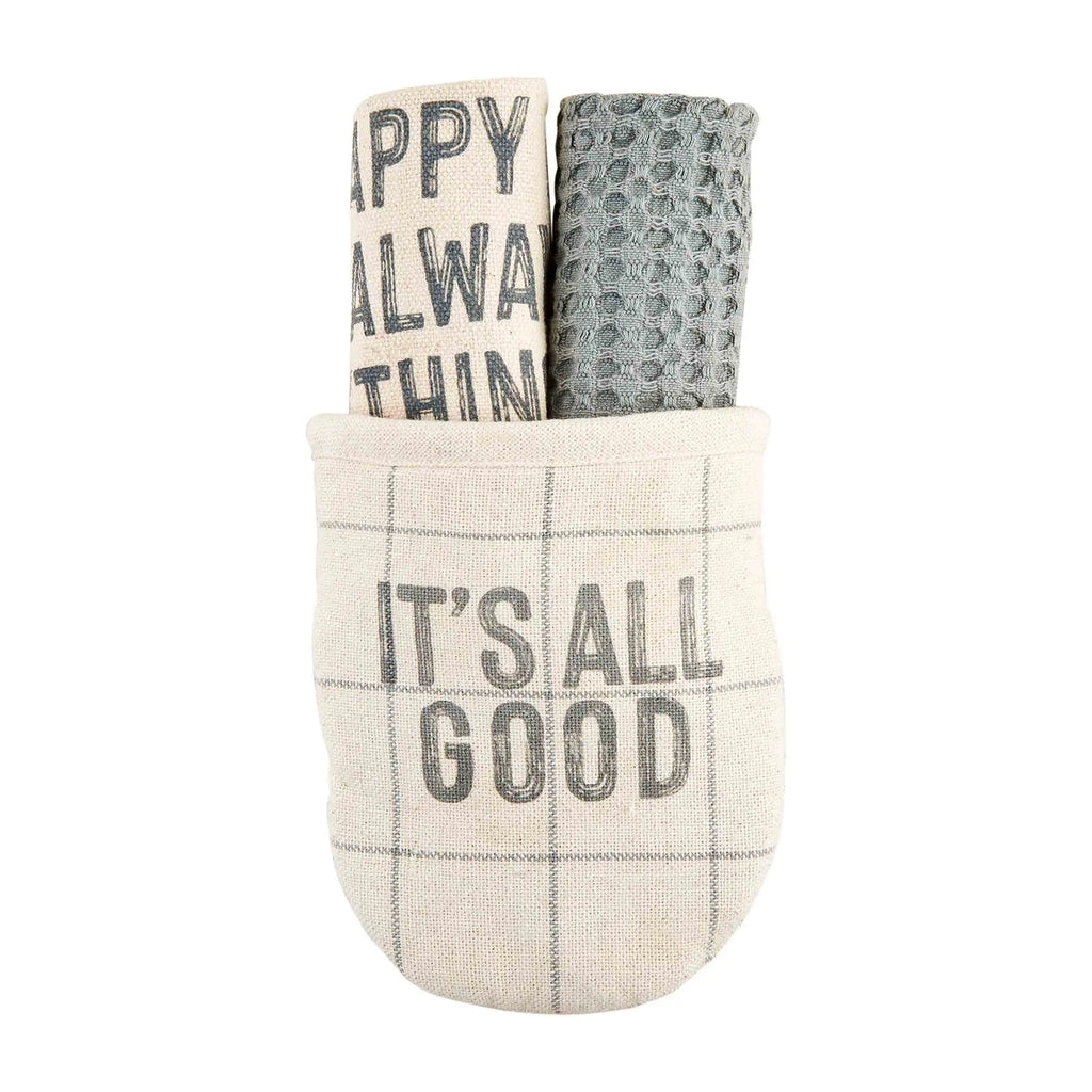 Mud Pie It's All Good Oven Mitt and Towel Set